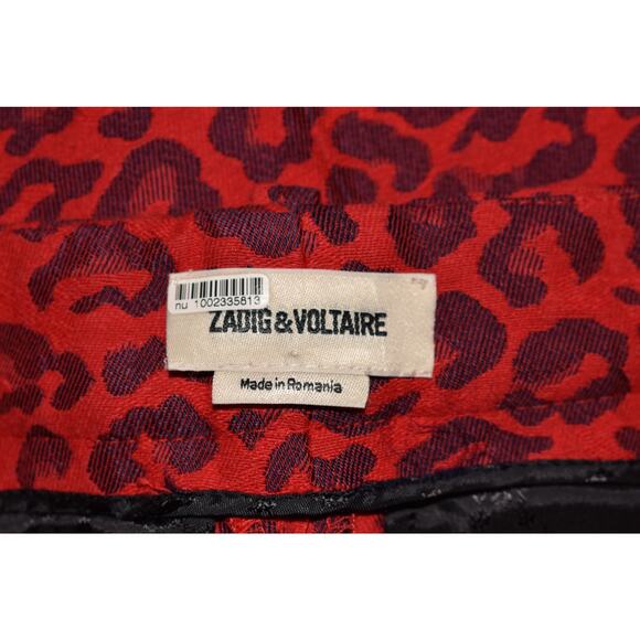 ZADIG & VOLTAIRE $298 Prune Leopard Print Skinny Pant Red IT 34 / US XS - Picture 5 of 6